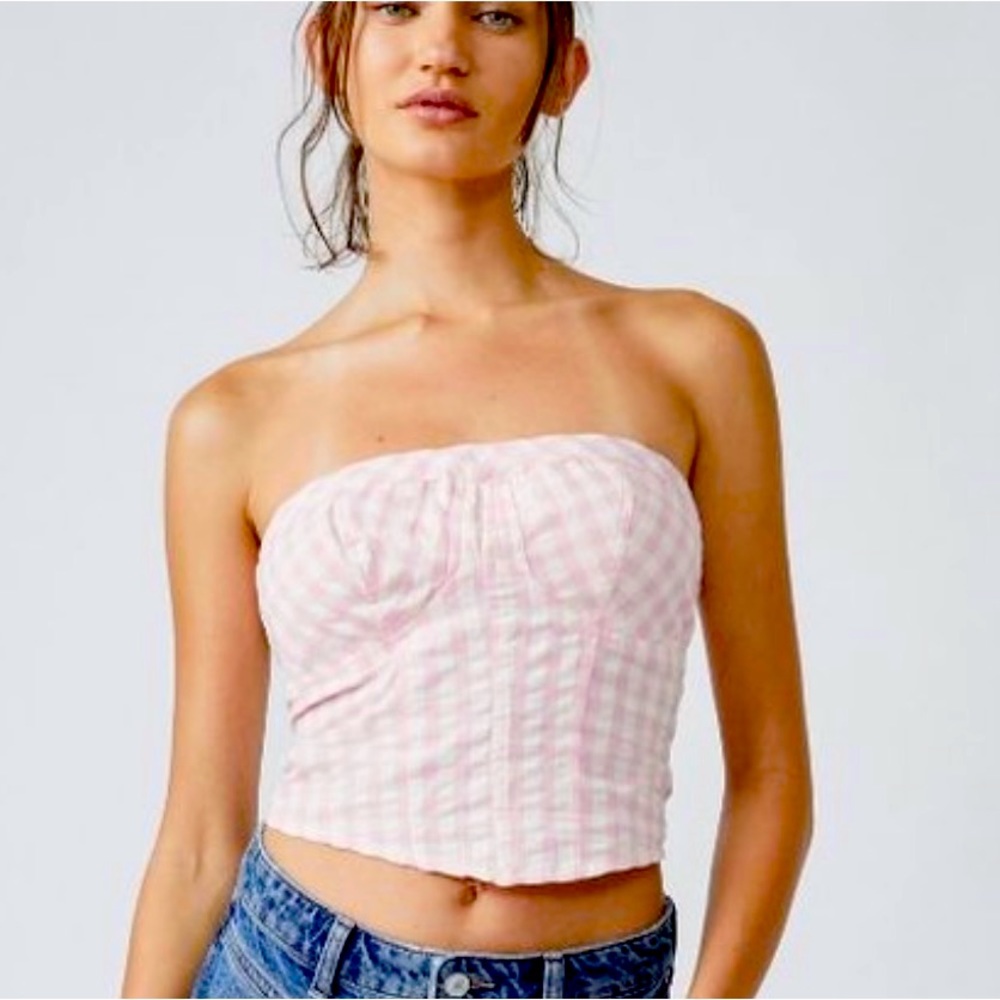 Free People Leilani Gingham Tube Top